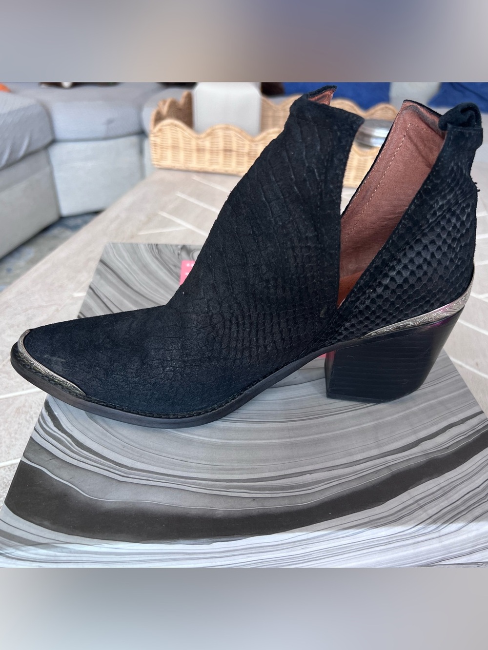 Jeffrey Campbell Cromwell bootie black suede snake size 8 - Picture 5 of 16